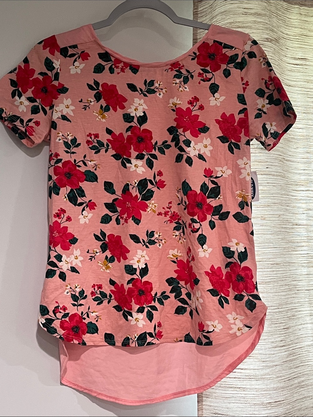 Old Navy Pink Floral Short Sleeve Tee